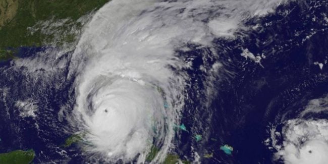 Hurricane covering Florida peninsula satellite image