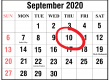 calendar image september 2020