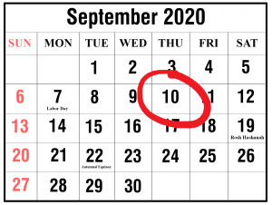 calendar image september 2020