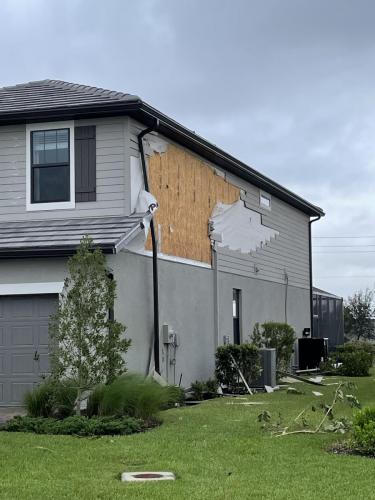 Siding Damage from Hurricane Ian